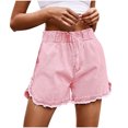 thumbnail image 1 of Timegard Womens Denim Shorts Elastic Waisted Button Side Split Ripped Casual Loose Jean Shorts with Pockets, 1 of 6