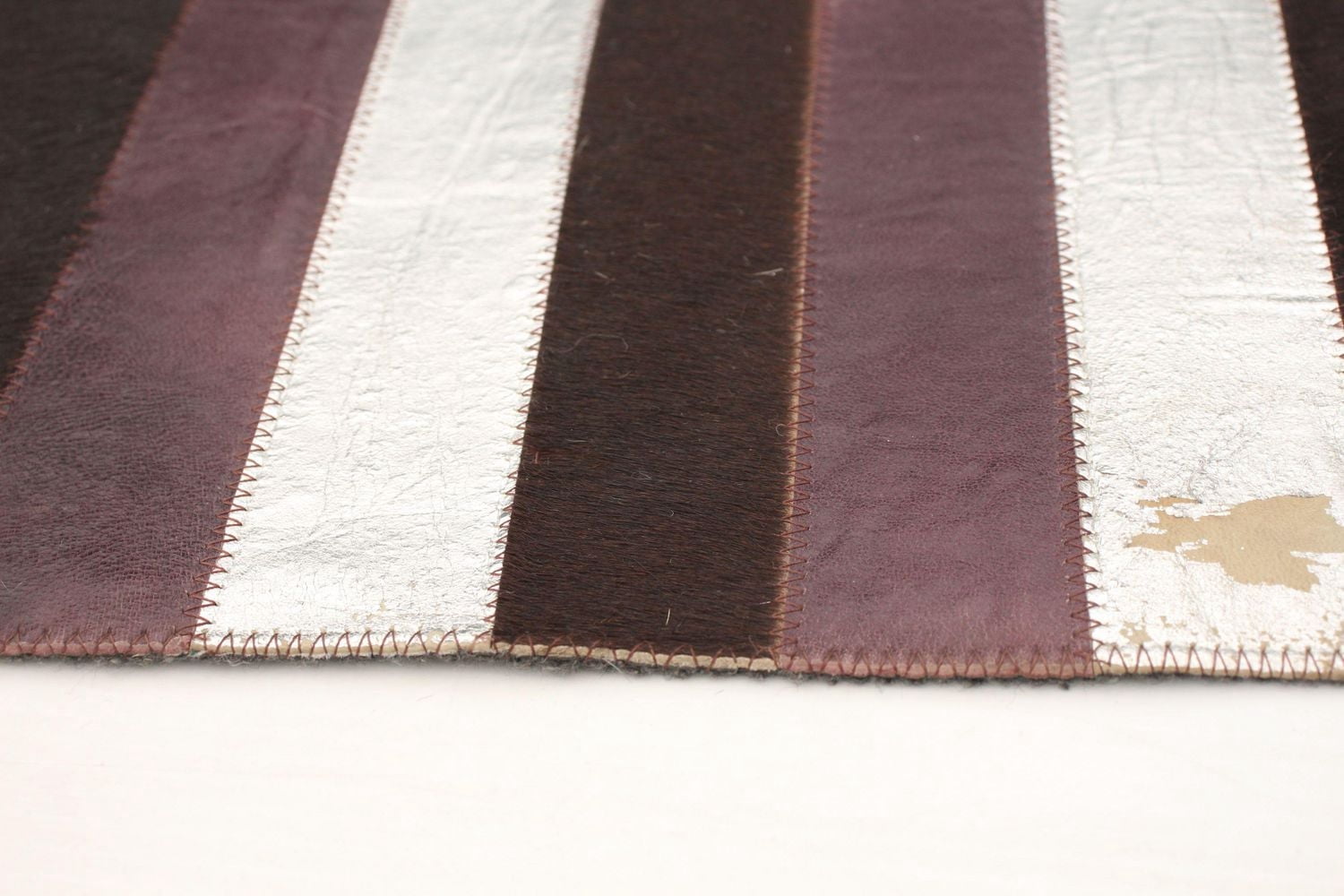 ECARPETGALLERY 3'11" x 6'0" Contemporary Cowhide Patchwork Handmade Area Rug for Living Room, Dining Room and Bedroom in Brown