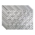 thumbnail image 1 of FASÃ„DE Rings Decorative Vinyl 18in x 24in Backsplash Panel in Crosshatch Silver (5 Pack), 1 of 15
