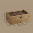thumbnail image 3 of 12-Slot Watch Box,Brown, 2-Tier Display Case with Large Glass Lid,Removable Watch Pillows,, 3 of 9
