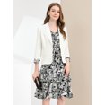 thumbnail image 2 of INSPIRE CHIC Robe et Veste pour Femme Ensembles 2 Pcs Robe Sans Manches en Mousseline à Fleurs et Veste à Panneaux Contrastants L Blanc Noir, 2 of 6
