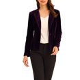 thumbnail image 1 of INSPIRE CHIC Blazer en Velours à Manches Longues avec Ceinture et Col Cranté pour Femmes, Violet, 1 of 5