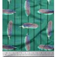 thumbnail image 1 of Soimoi Brown Poly Georgette Fabric Stripe Feather Print Fabric by Yard 42 Inch Wide, 1 of 3