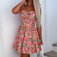 thumbnail image 4 of HKEJIAOI Robes de Sortie pour Femmes Cadeau d'Anniversaire Mode pour Femmes Robe Nuisette Ample Sans Manches Imprimé Boho Plage Mini-Robe Économies Liquidation Rouge Melon D\'eau, 4 of 9