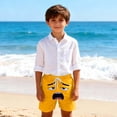 thumbnail image 2 of Wo-Fusoul Swim Trunks for Boys and Girls, 5-14 Years, Solid Color with Cute Expression Print, Breathable Summer Shorts with Pockets for Beach, Home, or Pool, 2 of 6