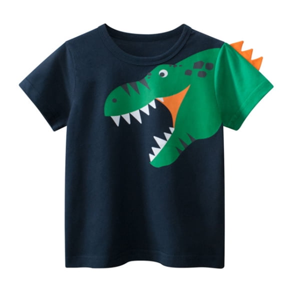 AJIWYH Boys Golf Polo,Toddler Kids Baby Boys Girls Cartoon Dinosaur Short Sleeve Crewneck T Shirts Tops Tee Clothes for Children (Navy,1-2 Years)