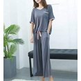 thumbnail image 2 of Crescentt Pyjama en Modal de Luxe, Respirant et Confortable, Ensemble de Pyjama Ultra Doux pour Femmes, Ensemble de Pyjama Classique en Modal à Manches Longues - Bleu Minuit - Manches Courtes, Grand, 2 of 2