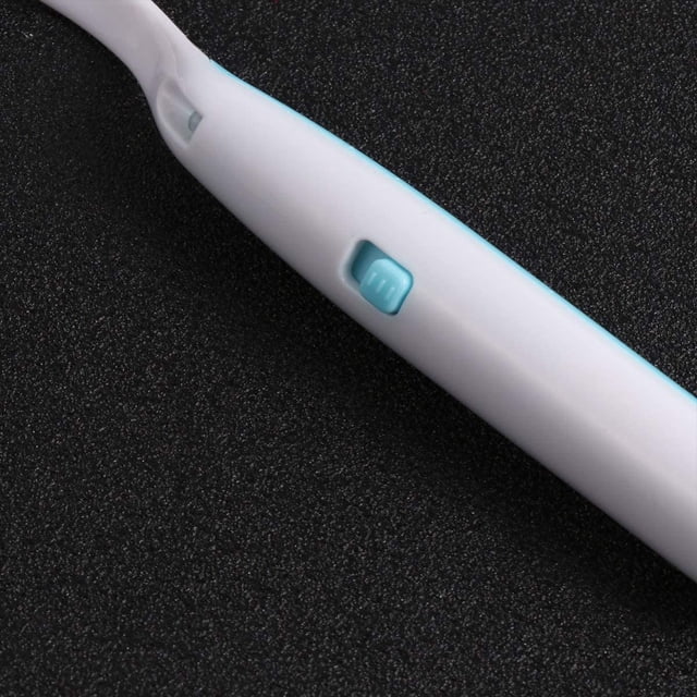 Dental Mirror with Light, an oral care accessory featuring a white ABS handle with a teal switch button for easy operation. The curved anti-fog mirror with LED illumination ensures clear visibility for teeth inspection, especially in hard-to-see areas. Ideal for personal use to maintain oral hygiene and prevent periodontal disease.