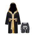 thumbnail image 1 of RUNQHUI Kids Boys Boxing Outfits Metallic Satin Hooded Robe Cloak and Shorts Set Boxer Party Fancy Dress B1 10, 1 of 5