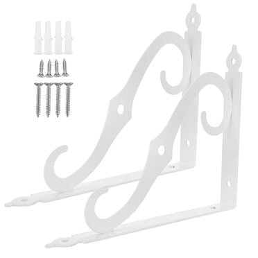 KAKOWELY 1 Set of Shelf Brackets Wall Bookshelf Brackets Storage Shelf Accessories White,9.33"X7.48"X0.98"