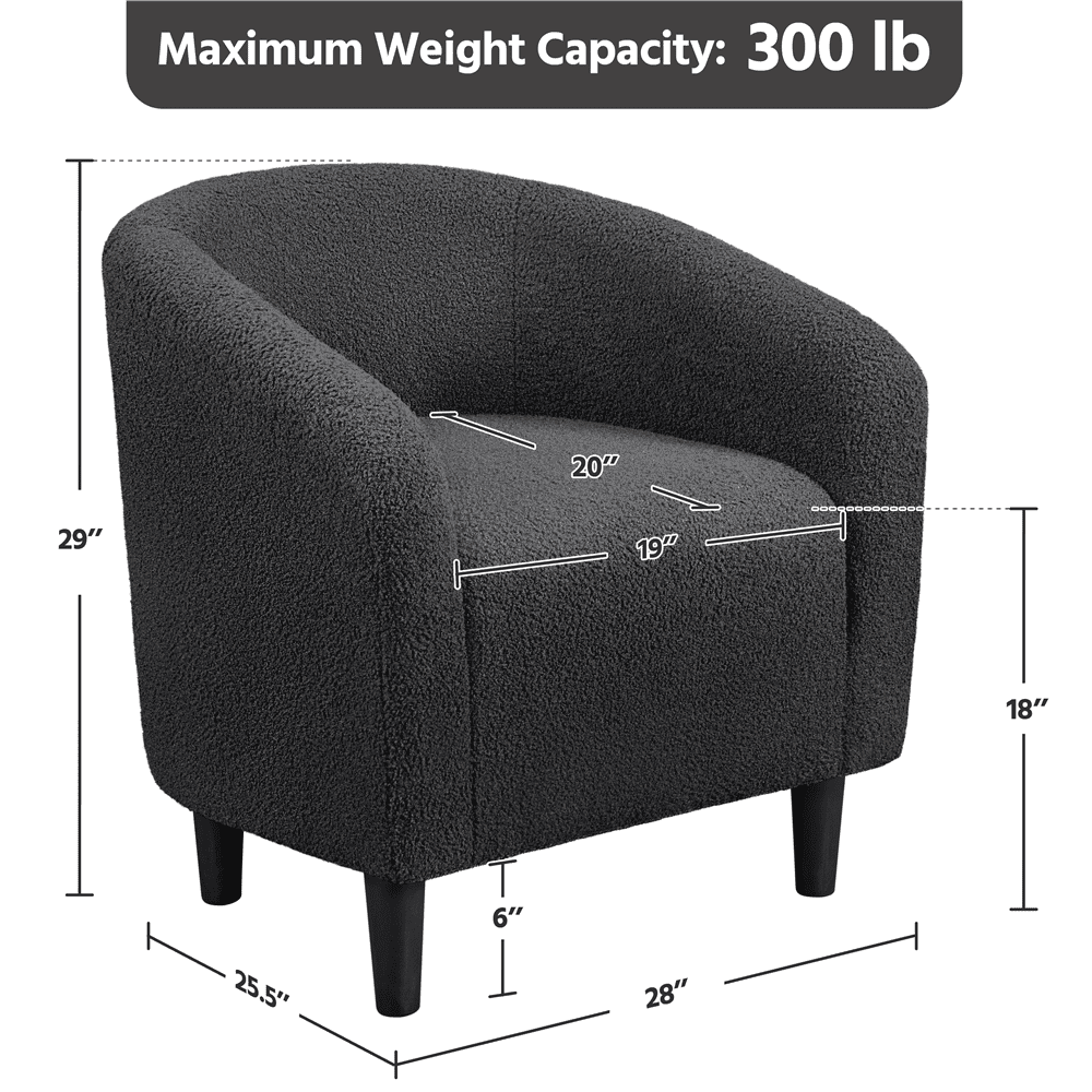 FullFurnique Fauteuil en Tissu Bouclette avec Dossier et Accoudoirs