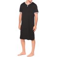 thumbnail image 3 of Men V-neck Long Sleeping Shirt, Solid Color Short Sleeve Split Hem Sleepwear, 3 of 7