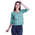thumbnail image 1 of Moomaya Printed Keyhole Neck Ring Top Casual 3/4th Sleeve Tees Tank Tunic Top, 1 of 5