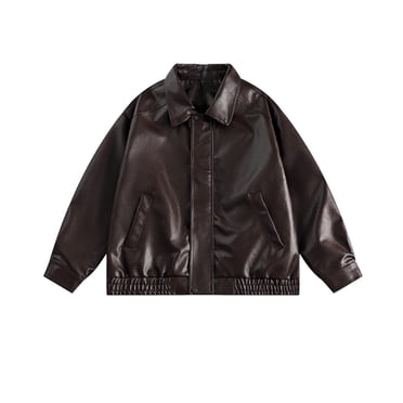 LOVZFMLL Vestes pour Femmes Couleur Unie à Revers avec Poche Veste Courte en Cuir Veste en Cuir à Manches Longues à Capuche