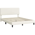 thumbnail image 2 of Yaheetech Upholstered Bed Frame with Adjustable Headboard and Wooden Slats, Queen, Beige, 2 of 7