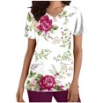 thumbnail image 1 of Birdeem Womens Fashion Short Sleeve V-Neck Tops Working Uniform Printing with Pocket Blouse Tops, 1 of 1