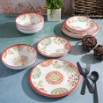 thumbnail image 5 of Laurie Gates Brick Floral 12 Piece Melamine Dinnerware Set, White, 5 of 5