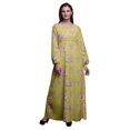 thumbnail image 1 of Bimba Moss Georgette Rose & Ranunculus Floral Printed Womens Long Sleeve Elastic Waist MaxiDressGown-XSmall, 1 of 5