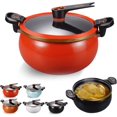 thumbnail image 1 of Multifunctional Large Capacity Non-stick Pressure Cooker, 8QT Micro Pressure Cooker Fast Cooking Cookware, Push-Pull Latch Opening/Closing, Rapid Heat Conduction, for All Stovetop (Red), 1 of 8