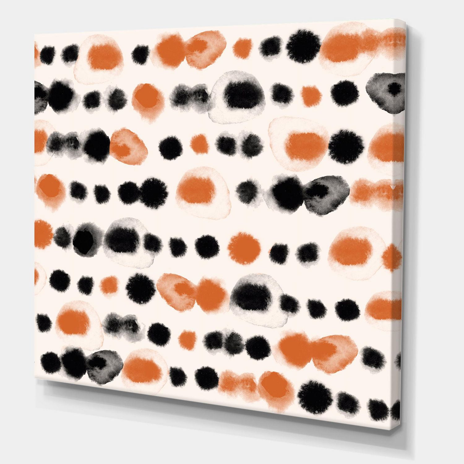 Designart Pois noirs et orange Art mural sur toile