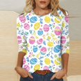 thumbnail image 1 of UPPADA T-Shirts de Pâques pour Femmes Bunny Lapin Oeuf Imprimé T-Shirts Manches 3/4 Col Rond T-Shirts d'Été Décontractés Mignons T-Shirts Graphiques Chandail Confortable Haut Vert,TTG, 1 of 5