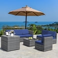 thumbnail image 4 of Costway 8 PCS Wicker Sofa Rattan Furniture Set  Patio Furniture w/ Storage Table Navy, 4 of 10