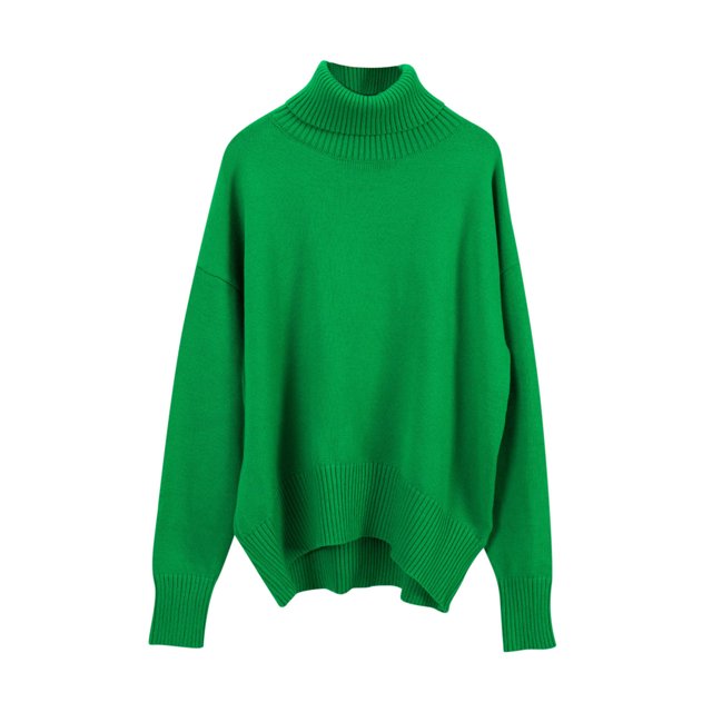 Yuyuzo Baggy Sweater for Women Long Sleeve High Neck Ribbed Knit Pullover Solid Color Fall Winter Sweater Tops