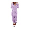 thumbnail image 4 of relayinert Warm Solid Color Sleepwear Cute And Machine Washable Easy To Wear Polyester Cozy Soft Comfort purple M, 4 of 6