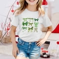 thumbnail image 2 of T-shirts Filles Été Col Rond Manches Courtes Imprimé Nœud Papillon Coupe Décontractée Basiques Hauts Filles Blanc 3-4 Ans, 2 of 4