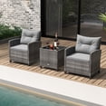 thumbnail image 2 of Gymax 3PCS Patio Rattan Sofa Set Outdoor Wicker Conversation Set Glass Tabletop w/ Grey Cushion, 2 of 10