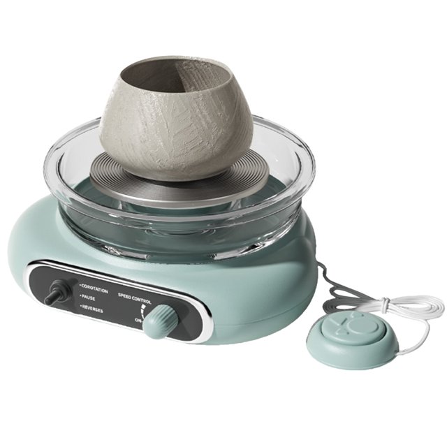 Graflsoa Tourne-Poterie Électrique Professionnel pour Adultes - Rotation Bidirectionnelle, Pédale de Vitesse Réglable, Plateau Tournant Détachable, Ensemble de 8 Pcs, Vert, Norme US