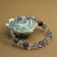 thumbnail image 3 of Bracelet Extensible en Perles Rondes de 8 mm en Pierre Précieuse de Fluorite Claire AA Naturelle 7 Pouces Unisexe, 3 of 5
