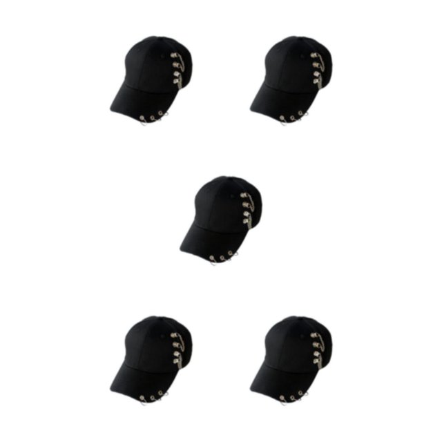 Transemion Classic Baseball Cap With Ring Decoration For Elegant Touch Ring Baseball Cotton Hat Match Style Quick-drying Beach Chain Black 5Set