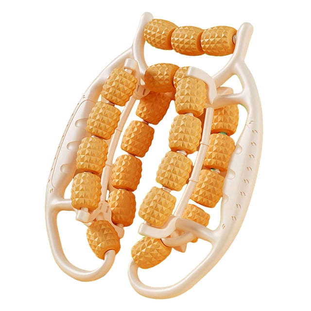 Siruishop Circular Leg Clamp 23 Wheels Hand Held Muscle Roller for Traveling Hand Orange