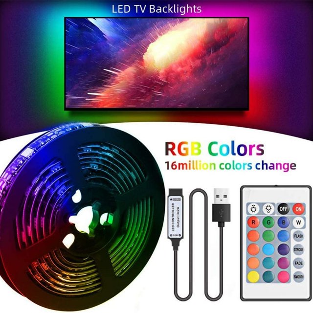 LED Lumières Bande RGB DC5V Flexible Lampe Ruban USB TV Éclairage de Fond LED Bandes avec Télécommande