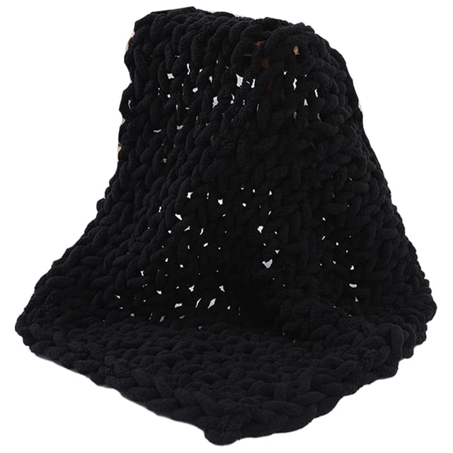 Xingzhi Hand-Knitted Chunky Knit Blanket Comfort And Style Wide Application Easy To Maintain Polyester black