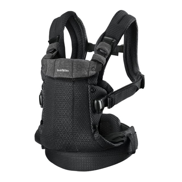 BabyBjorn Harmony Porte-Bébé - Maille 3D, Vue avant Centrée Noire Montrant le Porte-Bébé Ergonomique avec Siège Grand, Soutien de Tête Ajustable, Bretelles Rembourrées, Soutien Dorsal Rembourré et Ceinture de Taille Soulageant la Pression; Maille 3D Respirante avec accents en jersey Doux, Convient du Nouveau-Né (3,2 kg/7 Lb) à Environ 15 kg/33 Lb (18 kg/40 Lb US).