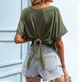 thumbnail image 2 of Birdeem Mode Femme Chemisier Col Roulé Uni Manches Courtes T-Shirt Été Hauts, 2 of 8