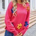 thumbnail image 2 of Timegard Tops for Women Knit Long Sleeve Round Neck Drop Shoulder Pullover Sweater Fall Casual Loose Tops, 2 of 9