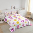 thumbnail image 3 of Erosebridal Purple Bow Bedding Full Comforter Set, Colorful Flower Down Comforter, Cartoon Theme Decor, Reversible 3pcs, 3 of 7