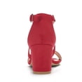 thumbnail image 3 of BLISSFUL STEP Women's Solid Color Open Toe Cross Strap Mid Chunky Heel Sandals, 3 of 7