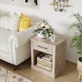 thumbnail image 3 of Gymax Table de Chevet 2 Pcs avec Tiroir et Tablette Table de Chevet Rustique en Bois Chambre Naturel, 3 of 10