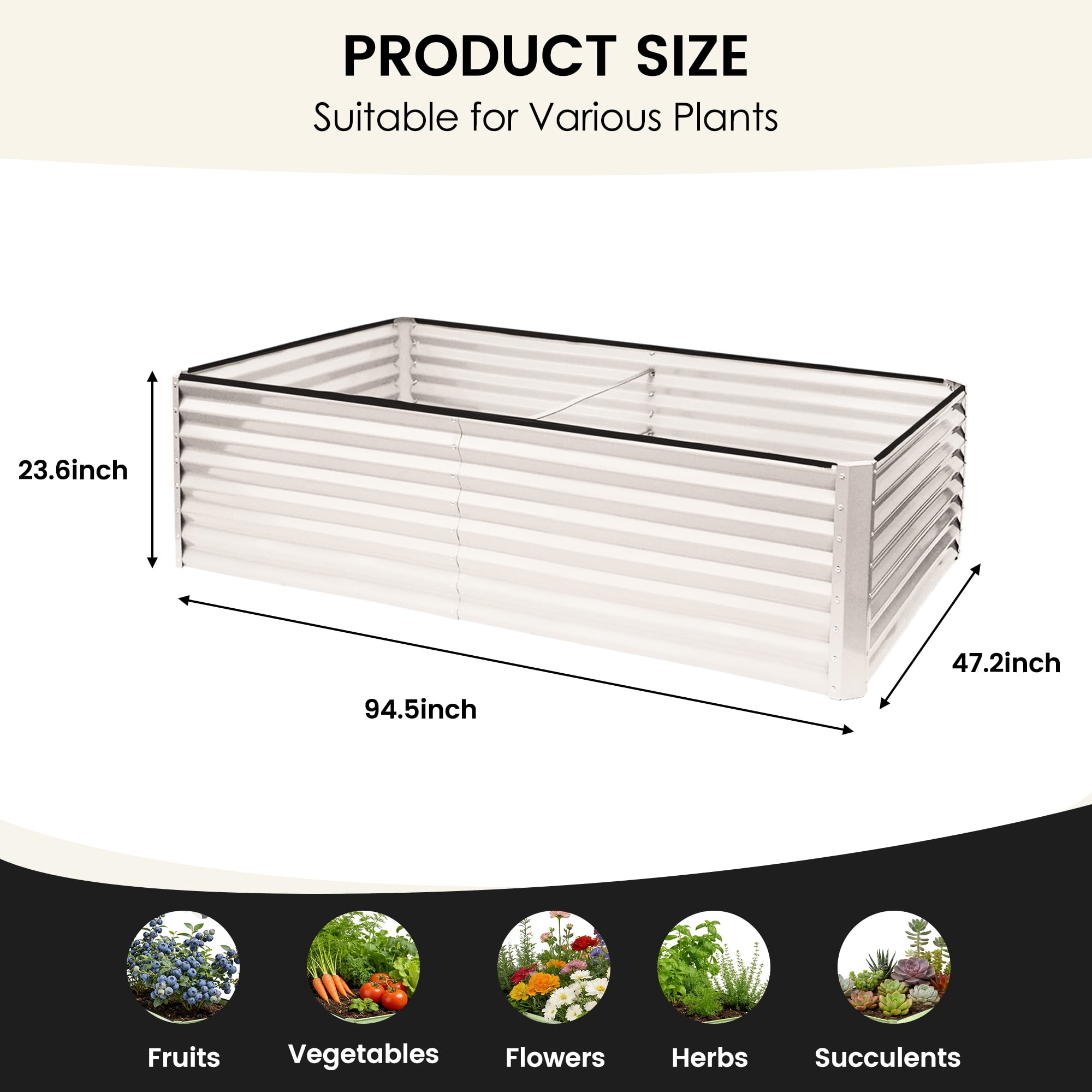 Noble House Raised Garden Bed, Galvanized Planter Box Stand Outdoor,Herbs