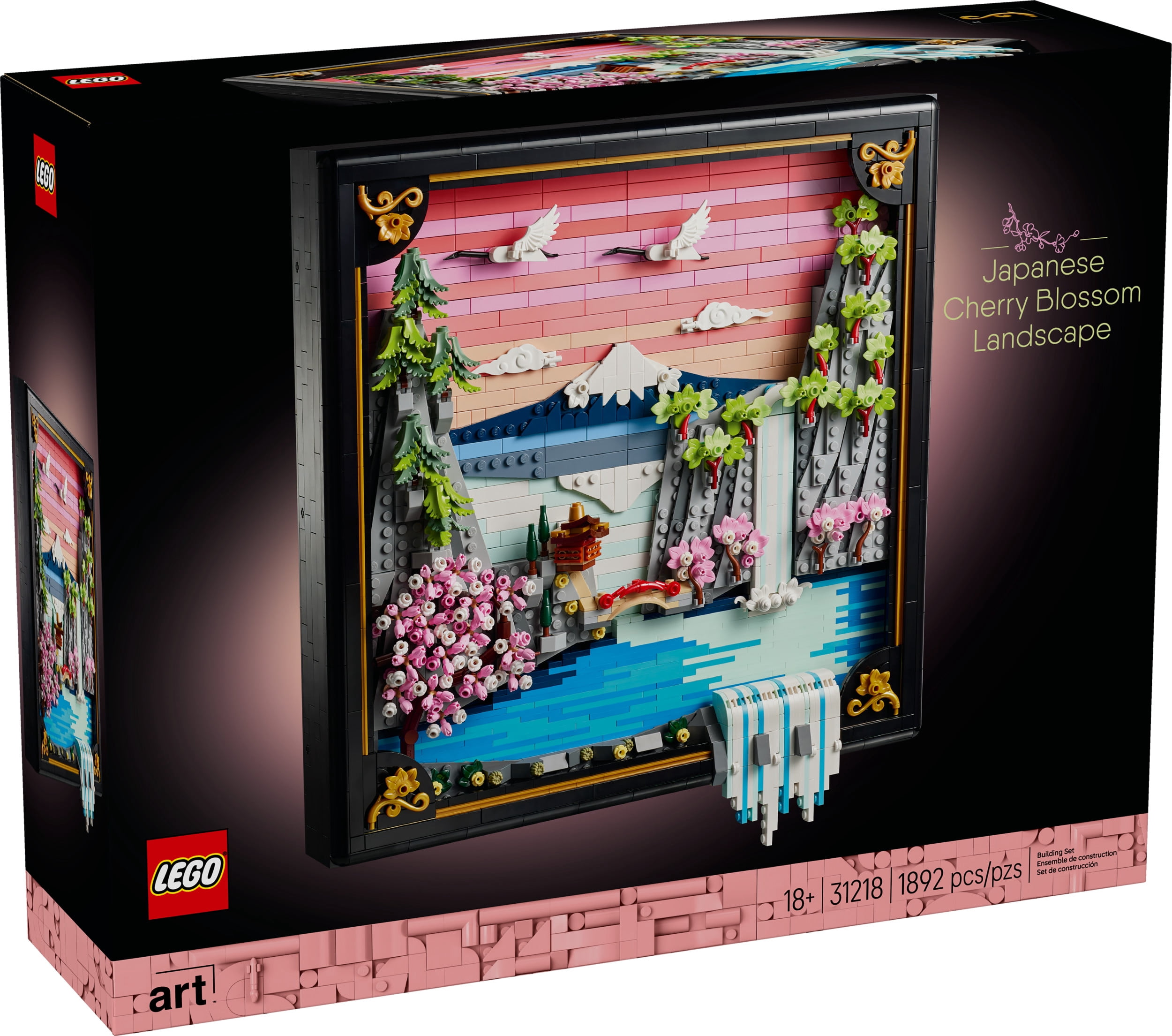LEGO Art Japanese Cherry Blossom Landscape Building Set for Adults - Room Decoration & Gift for Women & Men, Ages 18+ - Framed Wall Decor, Stand or Hang to Display - 31218