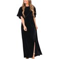 thumbnail image 2 of UPPADA Robe de Cocktail pour Femmes à Manches Longues Robe d'Invitée de Mariage Fente Latérale Jolie Robe Formelle Évasée Taille Haute Robe de Fête Robe de Bal Robe de Cocktail Liquidation en Liquidation, 2 of 4