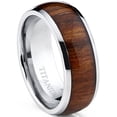thumbnail image 1 of Men's Titanium Ring Wedding Band Engagement Ring Real Wood Inlay 8MM Comfort Fit, 1 of 5