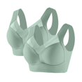 thumbnail image 1 of Pisexur 2PC Womens Bras No Underwire Full Coverage Front Closure Everyday Bras Set Solid Color Oversized Push Up Bra Comfort Seamless Nursing Bras for Breastfeeding Plus Size Bras, 1 of 2