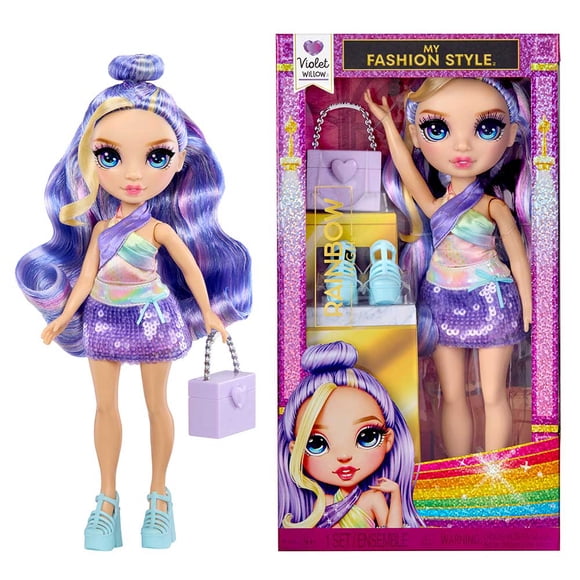 Poupée-mannequin violette Rainbow High My Fashion Style Violet, de 11 po (28 cm) avec tenue tendance, sac à main en vogue, excellent jouet pour les filles et les enfants âgés entre 4 et 12 ans