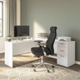 thumbnail image 3 of Bestar Logan 65W L Shaped Desk with Drawers in pure white, 3 of 4