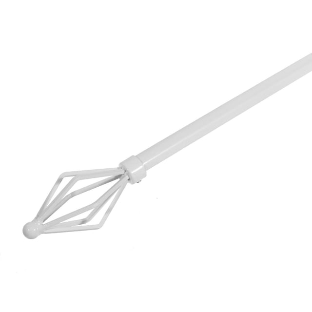 16/19Mm Metal Drape Pole Set (Vertex - White) (28-48) featuring a white metal curtain rod with a geometric vertex finial, designed to support heavy drapes and valances, ideal for window coverings in living rooms or bedrooms, and often used for hanging decorative textiles.